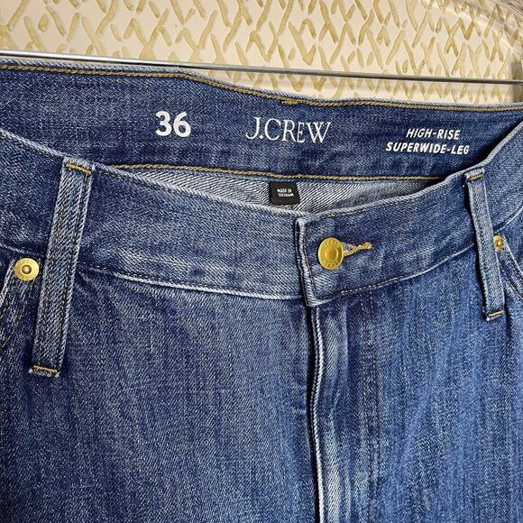 NWT Plus Size J Crew High-Rise Superwide-Leg 100% Cotton Blue Wash Jeans Size 36 - Picture 3 of 11